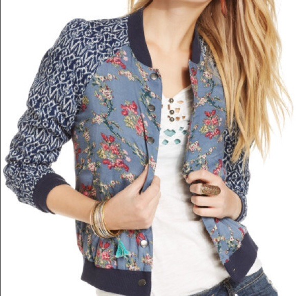 ❤️SOLD❤️ Free People Printed Bomber Jacket