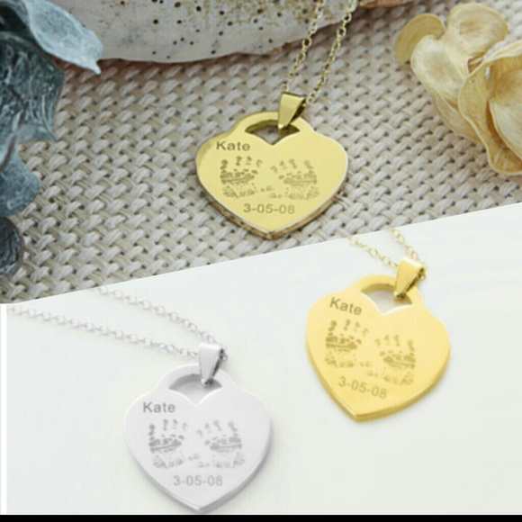 Personalized Heart Shaped Baby Hand Print Pendant
