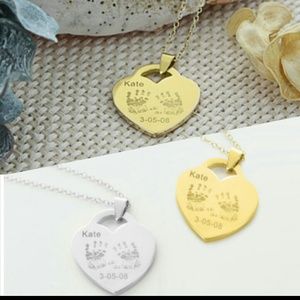 Personalized Heart Shaped Baby Hand Print Pendant
