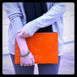 ASOS Bags - New ASOS Orange Leather Clutch Bag In Pony ππ HP ASOS Bags - New ASOS Orange Leather Clutch Bag In Pony ππ HP
