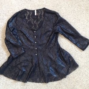 Free People black lace peplum top.
