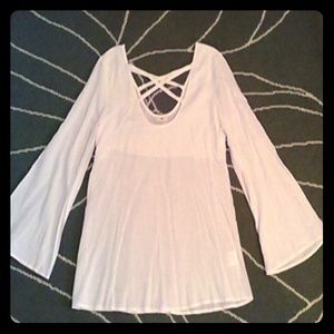 Retro long sleeve white blouse