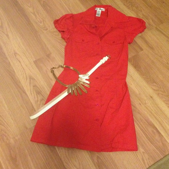 Red Button up Dress