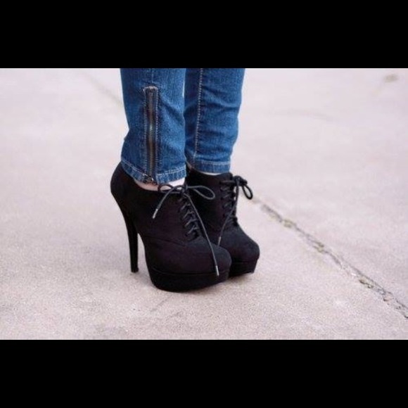 Black faux suede booties