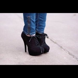 Black faux suede booties