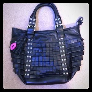 Betsey Johnson black studded handbag