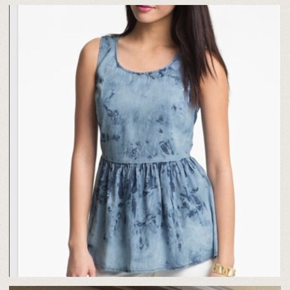 Mimi chica Tops - Denim Split Back Peplum Tank 💕 SALE🙊🙈