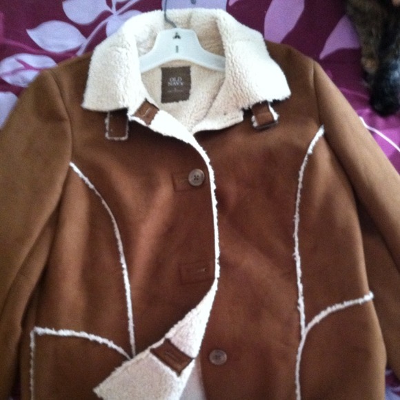 Women's faux-shearling moto jacket, camel color