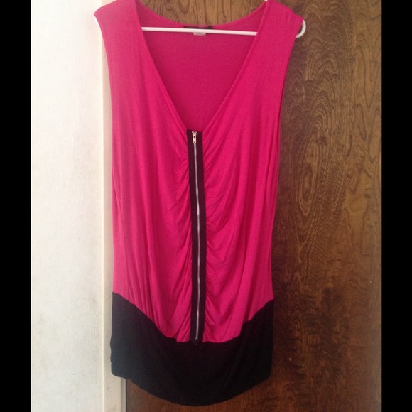 Pink sleeveless zipper blouse/dress