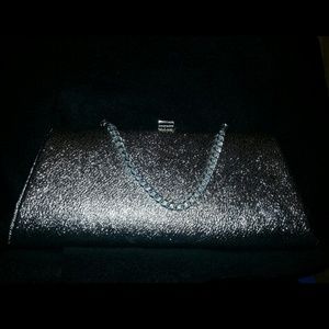 Silver clutch with silver chain