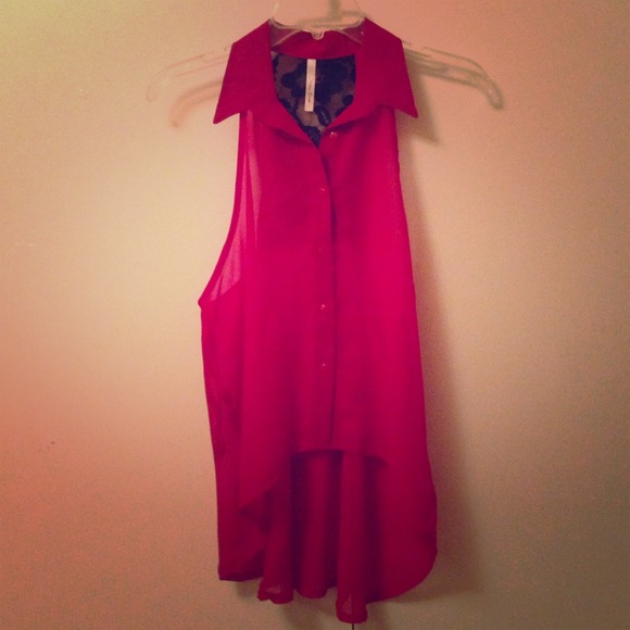 Red flowy blouse