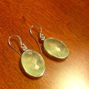 Sterling Silver Green Stone Earrings REDUCED
