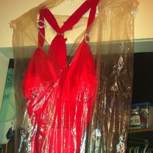 Long red prom/brides maid dress .