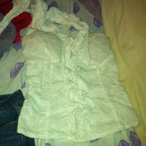 White tie around neck shirt