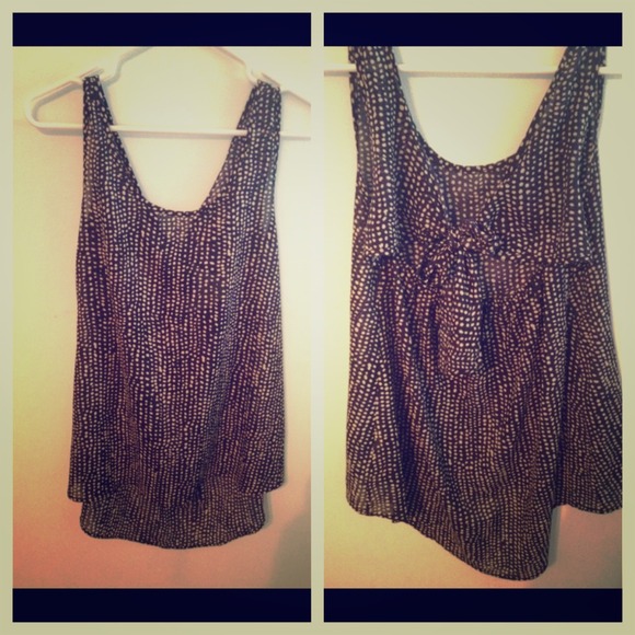 Navy & yellow polka dot tank with open back - Picture 1 of 1