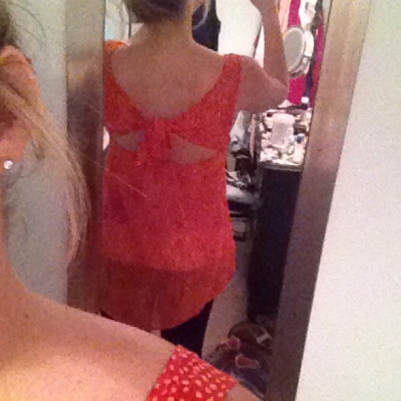 Red and yellow polka dot tank with open back - Picture 3 of 4