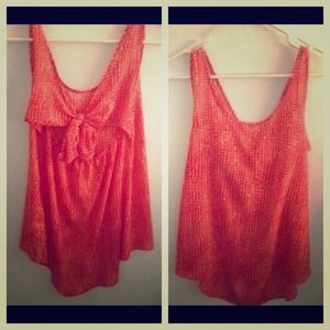 Red and yellow polka dot tank with open back
