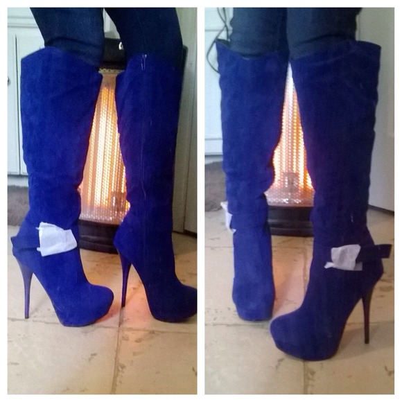 Boots - Blue knee high boots