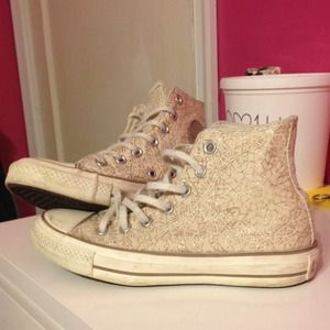 Authentic Converse Gold sparkle aztec high tops