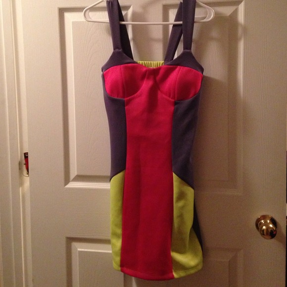 Grey pink and yellow dress