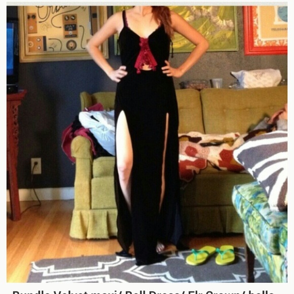 Black velvet maxi dress