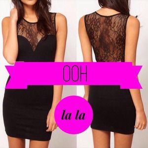 Lace backless little black dress