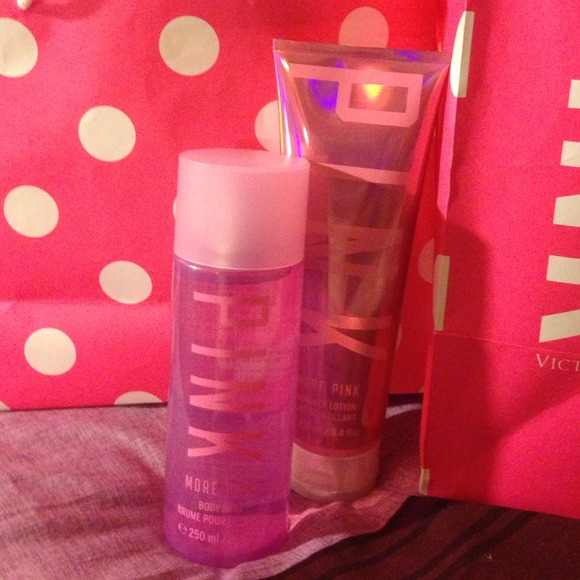 SOLD!!!Pink body mist, lotion,and panty