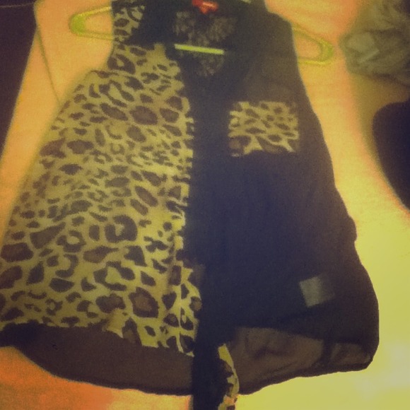 half black half cheetah flowing shirt