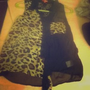 half black half cheetah flowing shirt