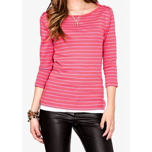 Pink White Stripe Top