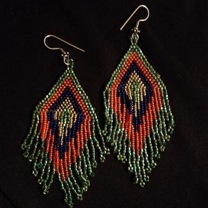 "On The Beach" Seed Bead Earrings 💚💚💚