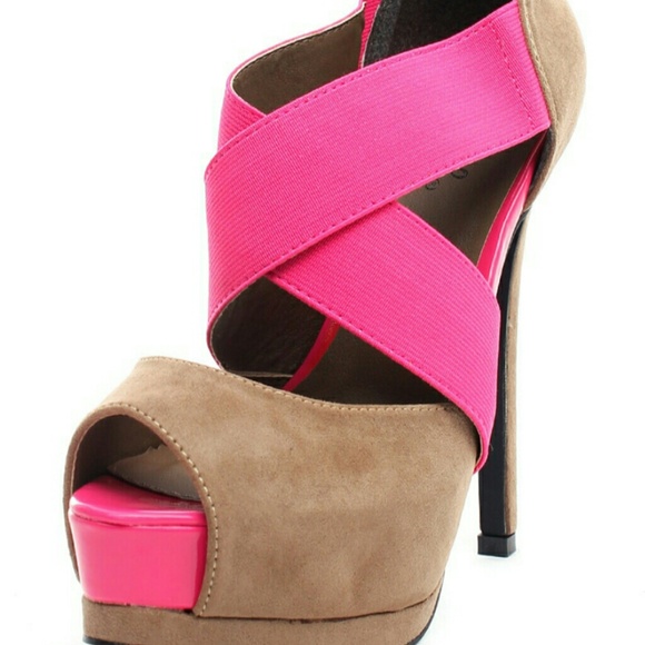 Color block strap heels
