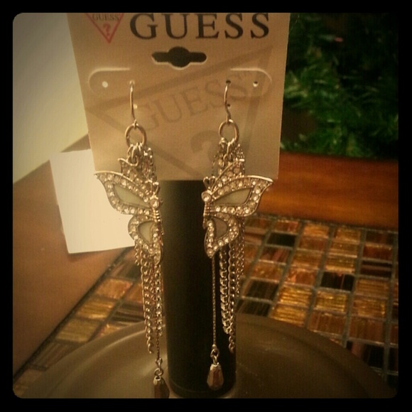 guess butterfly earrings
