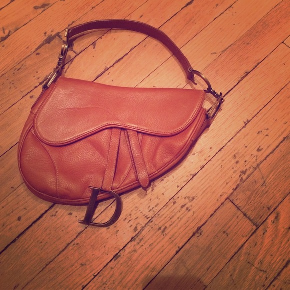 Authentic Christian Dior tan leather handbag