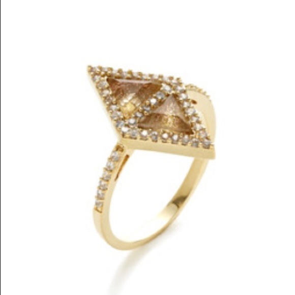 Melanie Auld Rutilated Quartz Double Triangle Ring