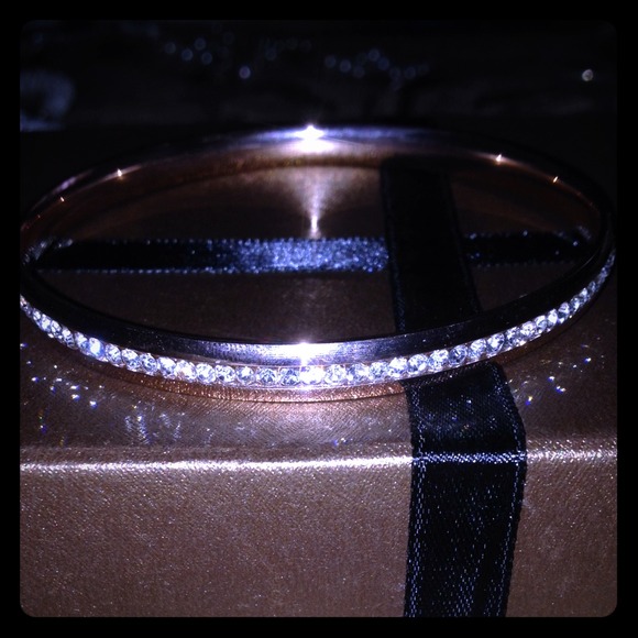 Simulated Diamond Rose Tone Eternity Bangle.