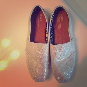 Sparkly Silver TOMS Shoes! :)