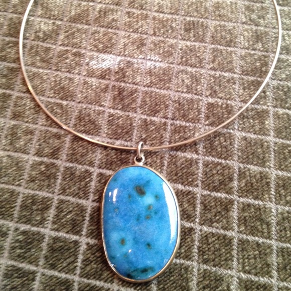 NICE turquoise pendant w/ choker. See description. - Picture 2 of 4