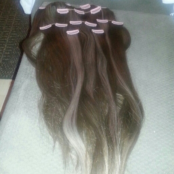 -Very light ash brown clip in extensions!!