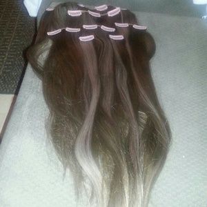 -Very light ash brown clip in extensions!!