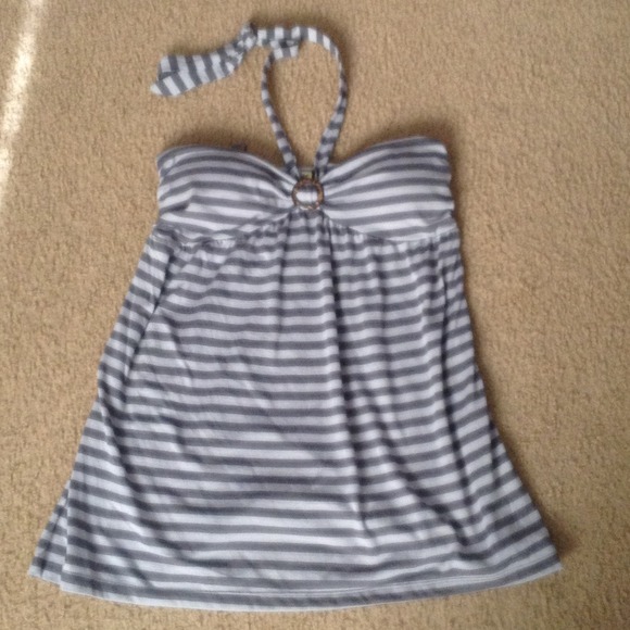 Gray Striped Halter Top - Picture 1 of 4