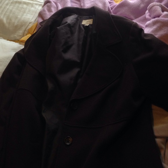 Brown Merona Pea Coat & black fleece for @bch5485