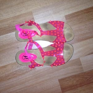 Hot pink studded sandals