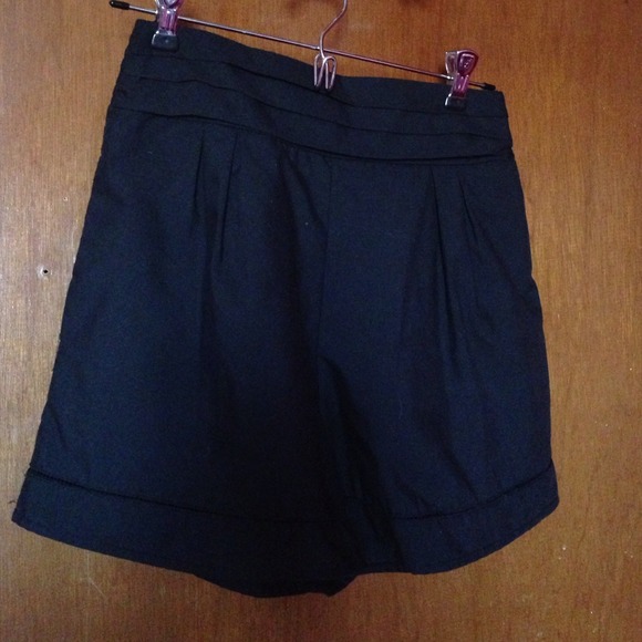 High waist black trouser shorts