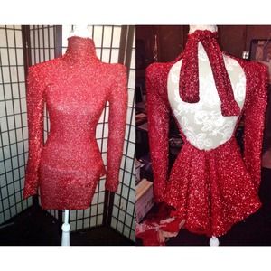 Shimmery Red Dress With Peplum Detail