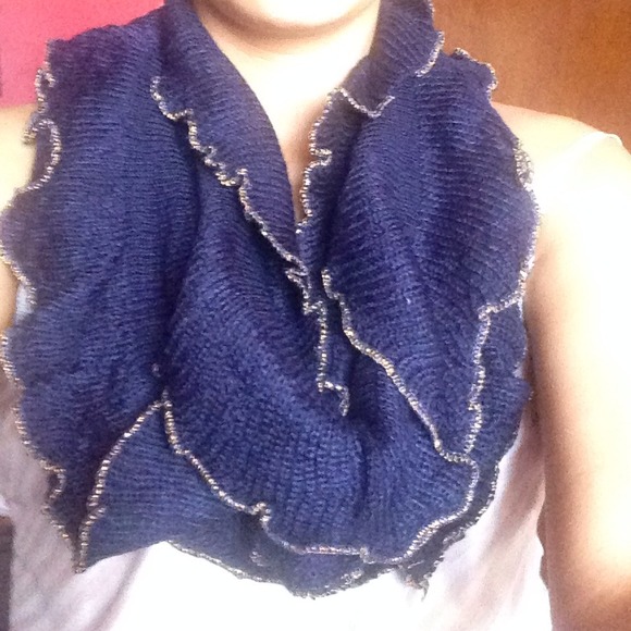 Navy and gold trim scarf