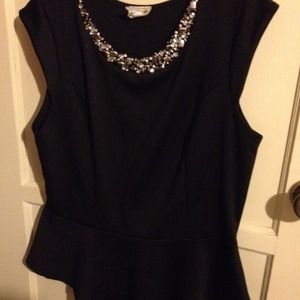 2toBlack peplum jeweled/High low black top