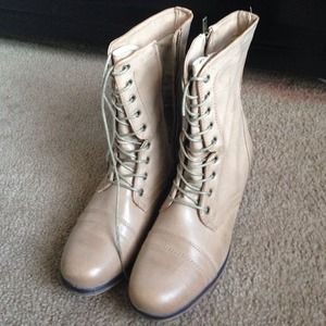 Nude color combat boots size 10!