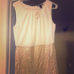 Cocktail dress ivory with sequin bottom