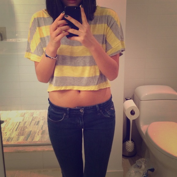 Yellow and Grey Crop Top